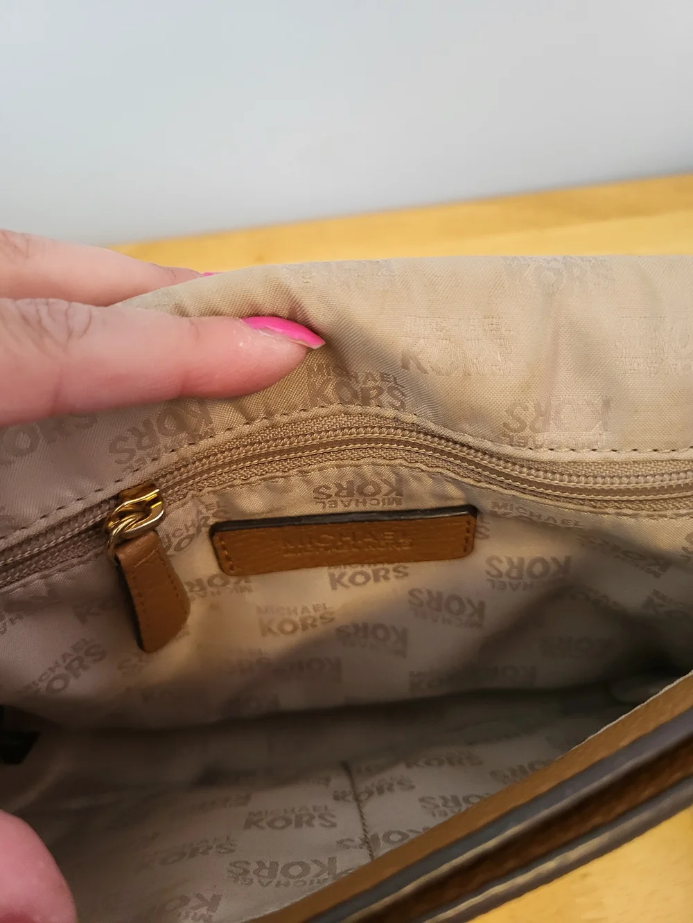 Michael Kors Brown Logo Crossbody Bag with Tan Flap